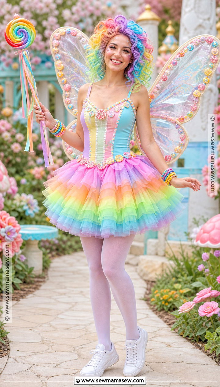 Rainbow Candy Fairy Costume With Wings - 30 Candy Land Costumes for Women