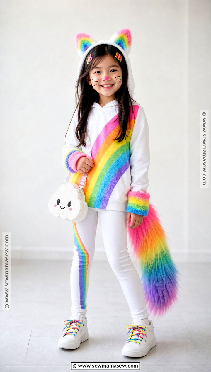 Rainbow Cat Costume - 30 cat costume ideas for kids