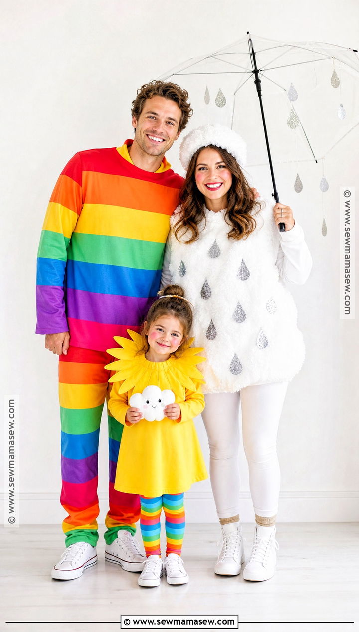 Rainbow Cloud And Sunshine Costume - 30 cute family halloween costumes for 3