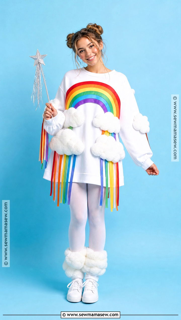 Rainbow Cloud Costume With Colorful Streamers - 40 cute halloween costume ideas