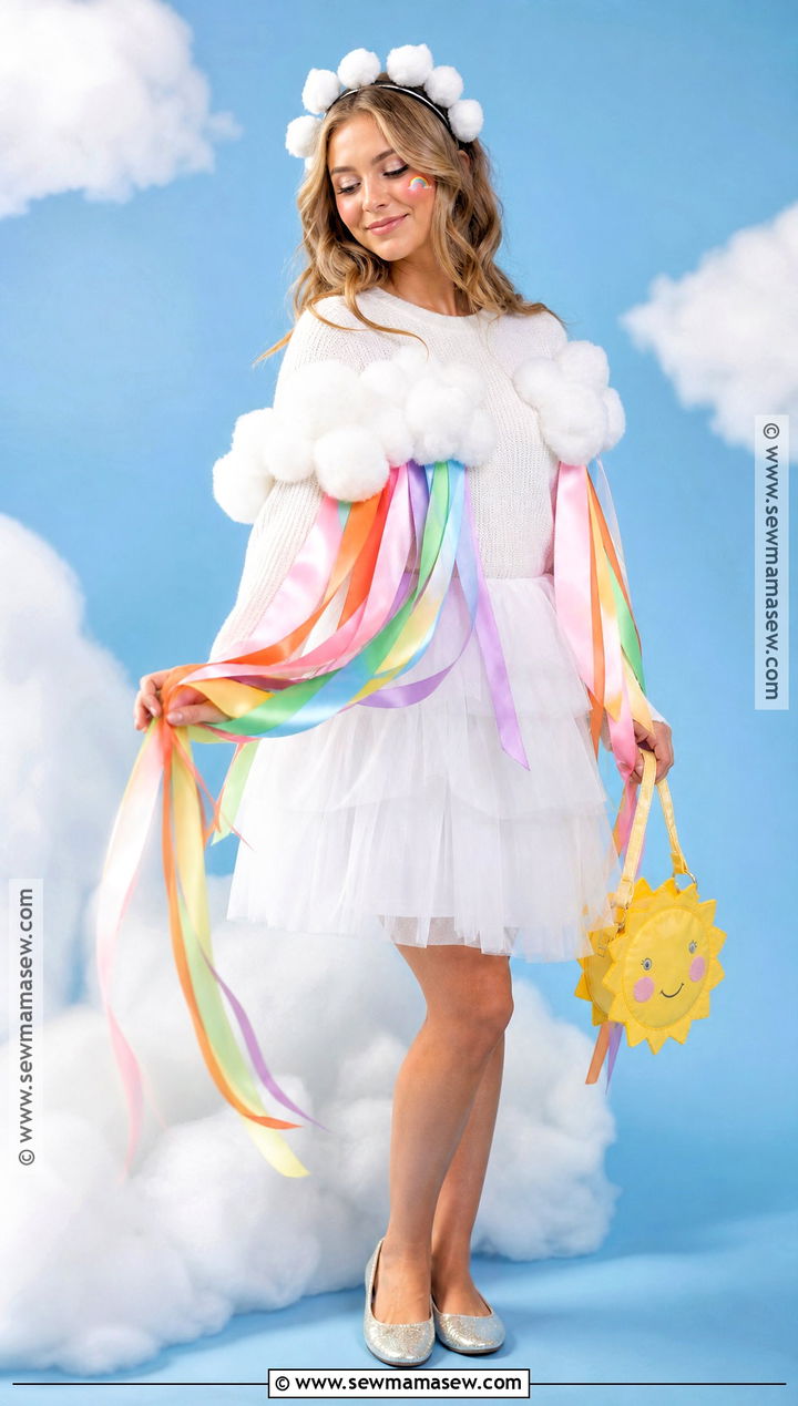 Rainbow Cloud Costume With White Tulle - 40 costume party ideas