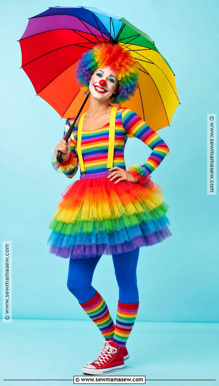 Rainbow Clown Costume With Colorful Tutu - 30 Costume Clown Ideas