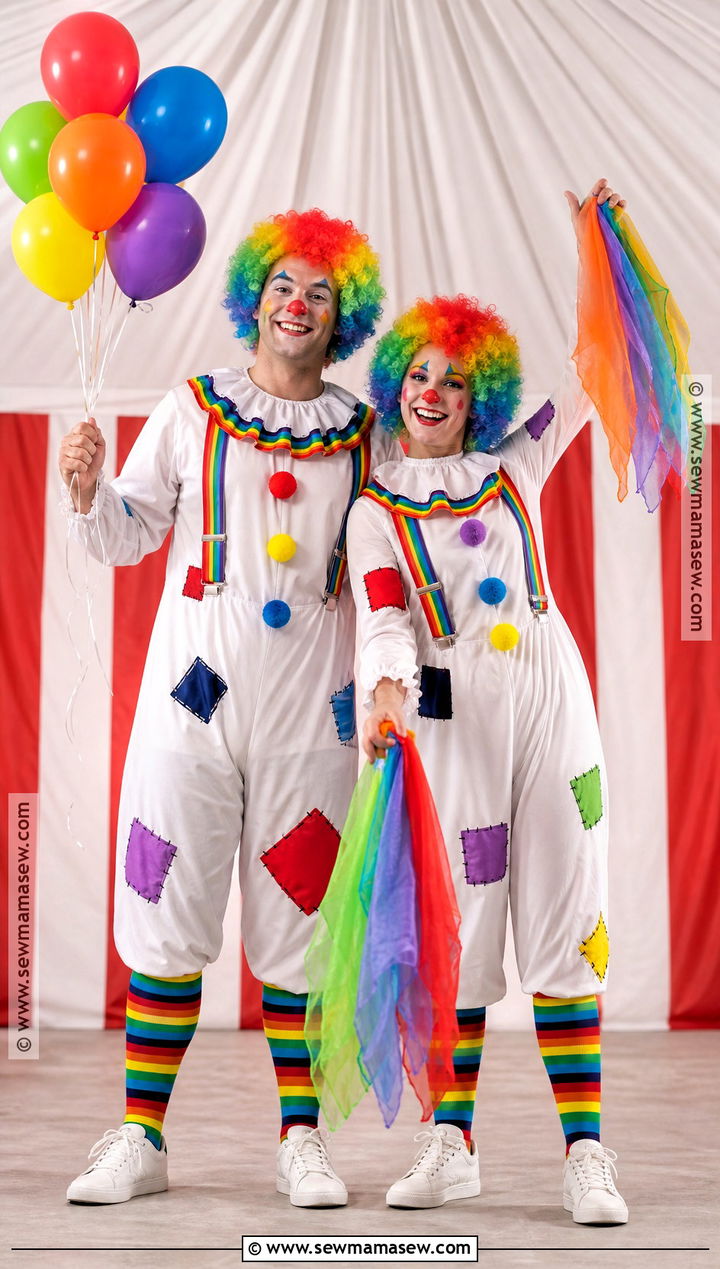 Rainbow Clown Couple Costume - 30 clown couple costume ideas