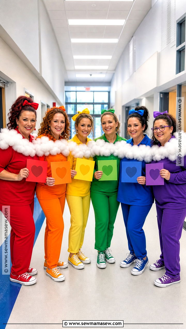 Rainbow Color Team Staff Costume - 30 School Staff Halloween Costume Ideas
