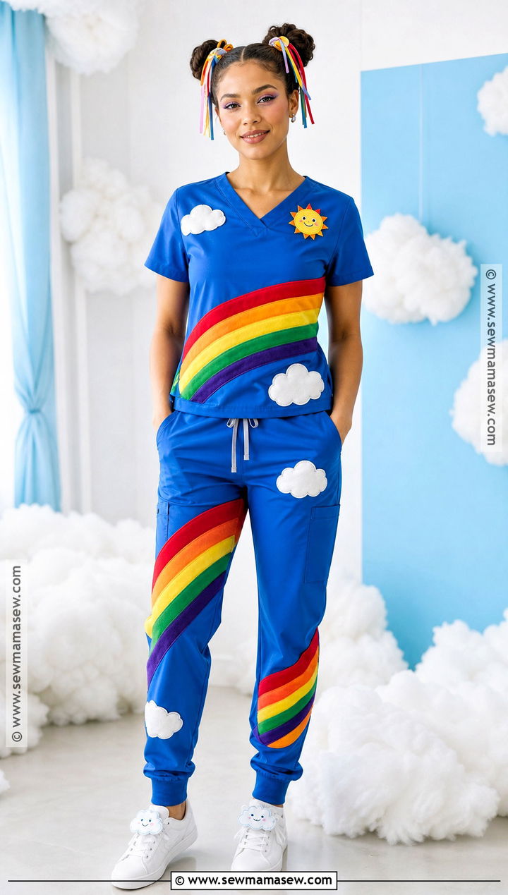 Rainbow Costume With Blue Scrubs - 30 scrubs halloween costume ideas