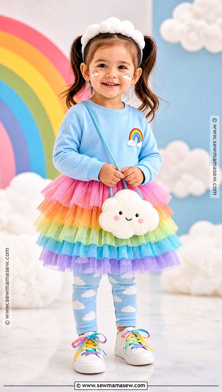 Rainbow Costume With Cloud Headband - 30 toddler girl costume ideas