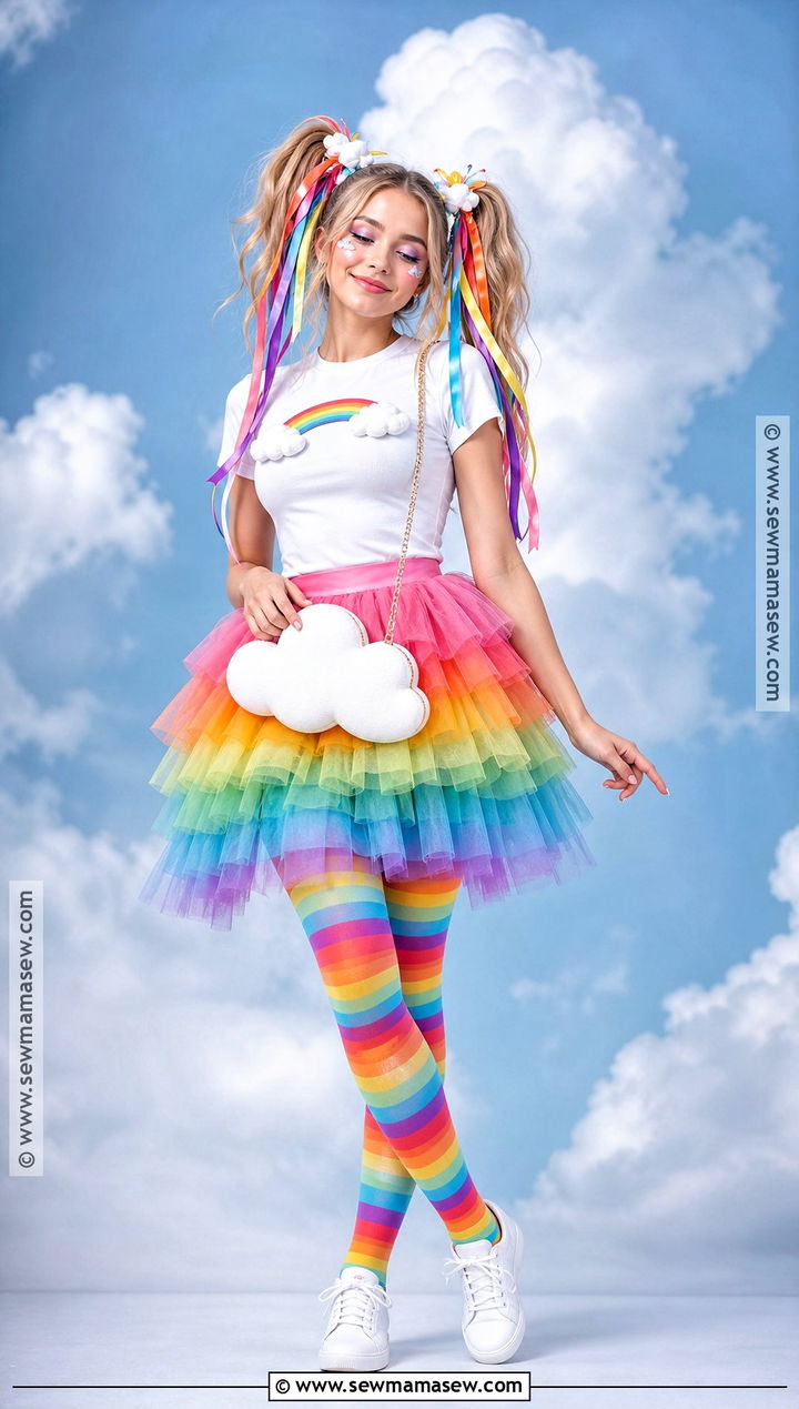 Rainbow Costume With Colorful Tulle Skirt - 50 cute halloween costumes