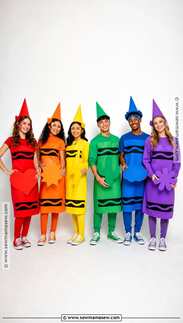 Rainbow Crayon Group Of Six Halloween Costume - 30 group of six halloween costume ideas
