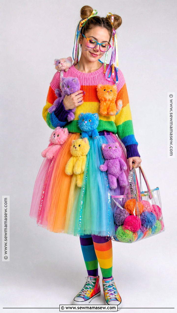 Rainbow Crazy Cat Lady Costume - 35 crazy cat lady costume ideas