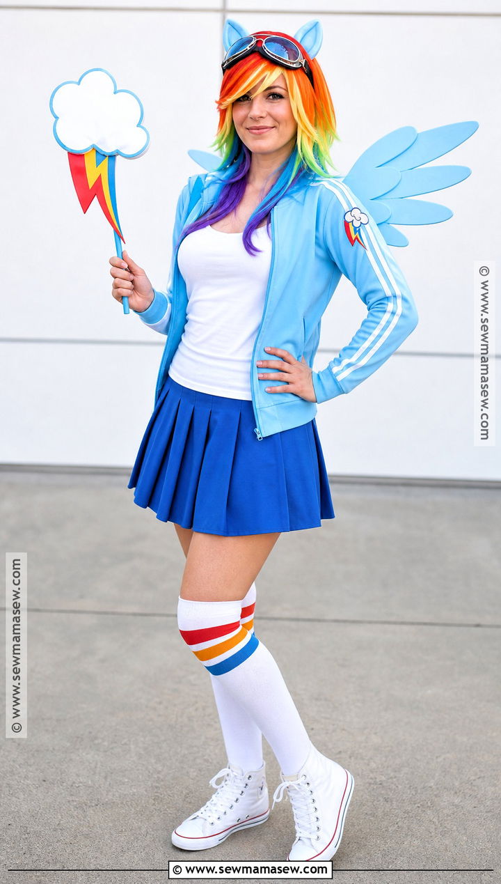 Rainbow Dash Costume With Sporty Blue Outfit - 30 mlp costume ideas