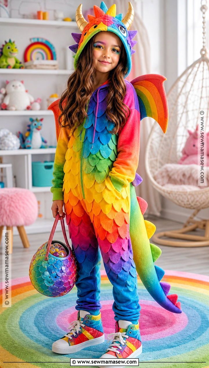 Rainbow Dragon Costume - 35 girls halloween costumes for kids