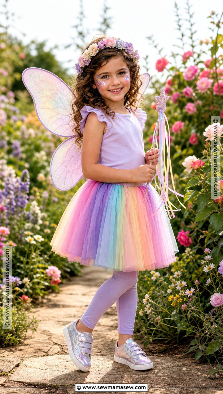 Rainbow Fairy Costume With Tulle Skirt - 45 kids halloween costumes