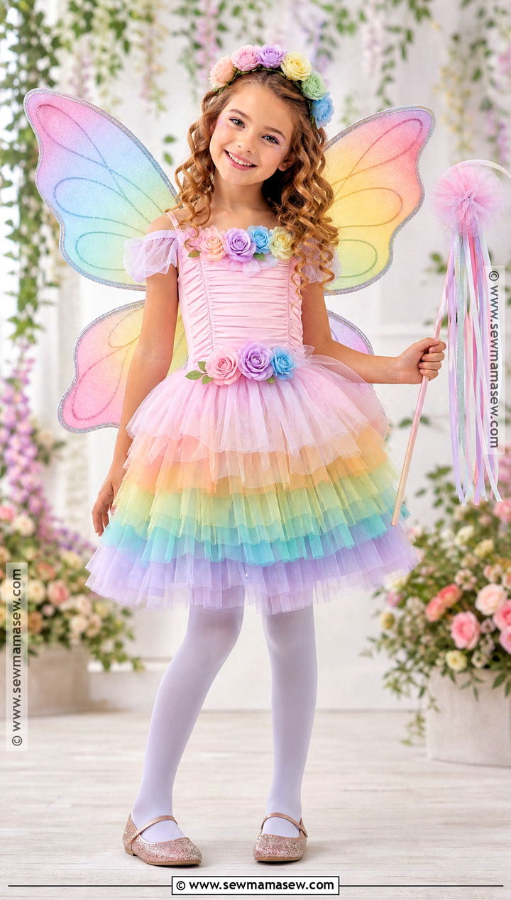 Rainbow Fairy Costume With Tulle Skirt - 35 Girl Costume Ideas