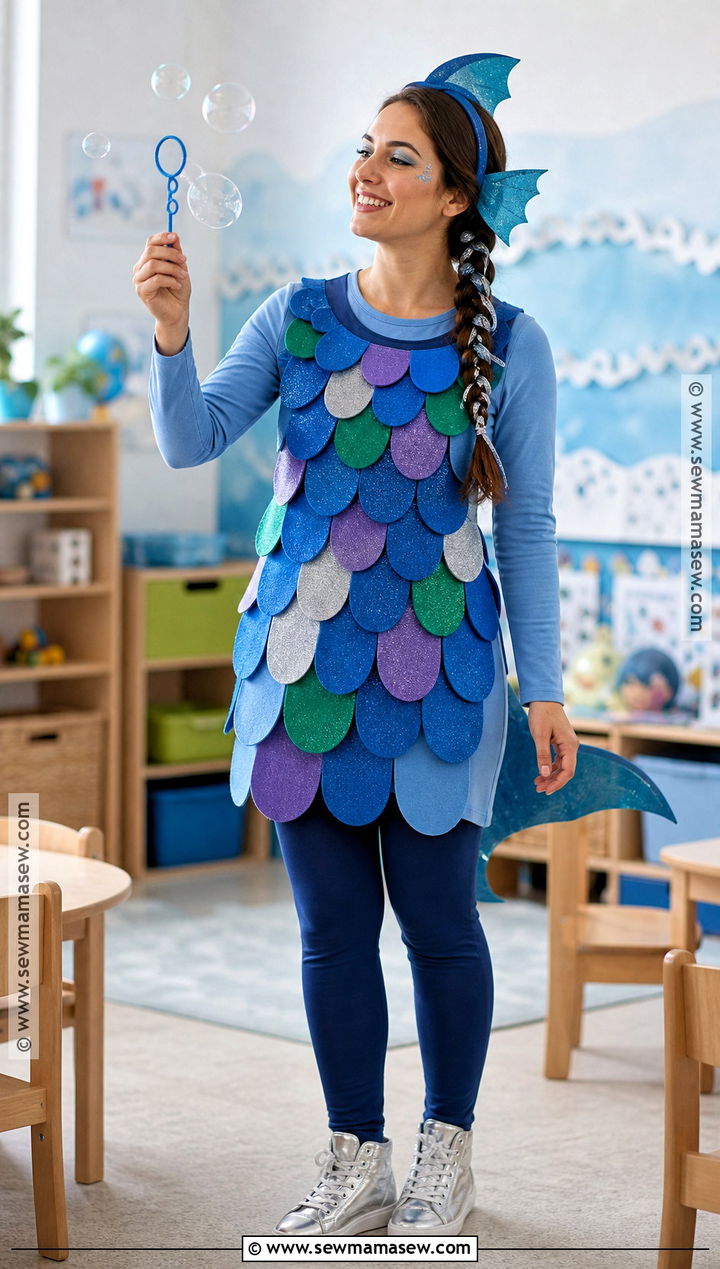 Rainbow Fish Costume With Shiny Scales - 30 preschool teacher halloween costumes