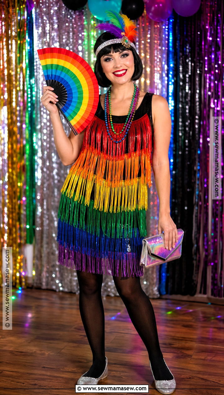 Rainbow Fringe Flapper Halloween Costume - 30 flapper halloween costumes