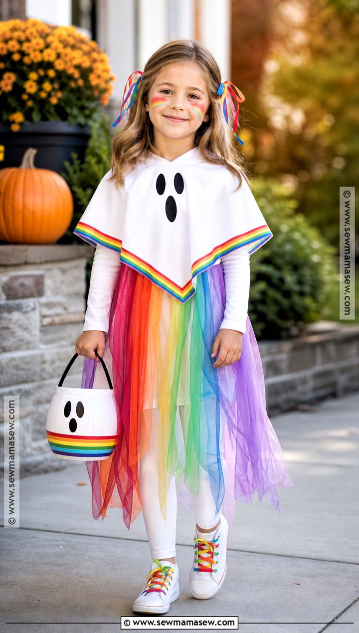 Rainbow Ghost Costume - 30 kids ghost costume ideas
