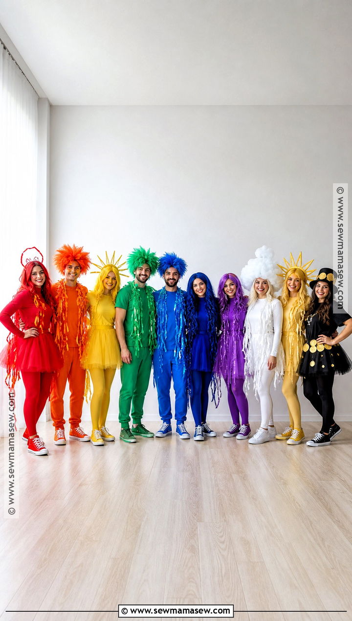 Rainbow Group Halloween Costume - 30 group halloween costumes for 10 people