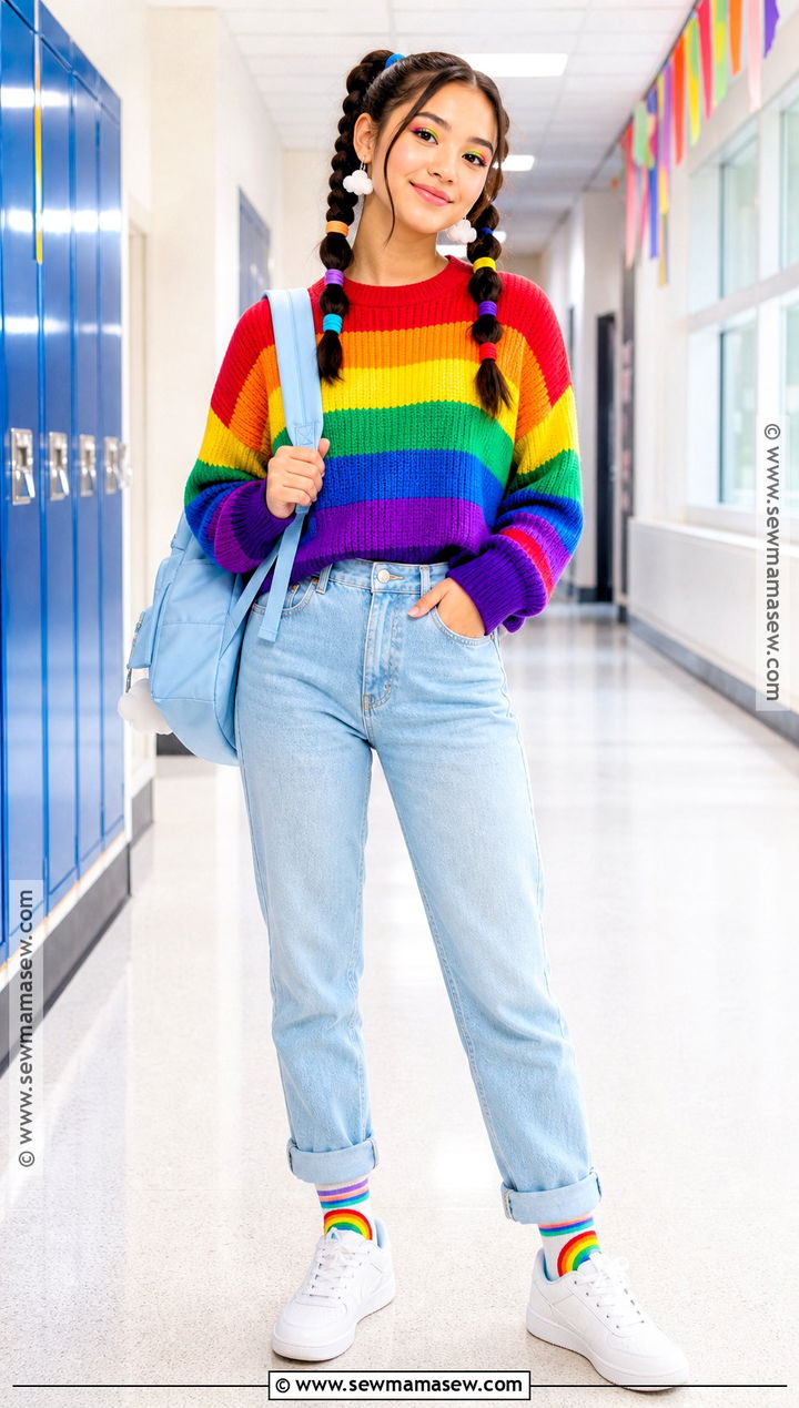 Rainbow Halloween School Outfit - 30 halloween school outfit ideas
