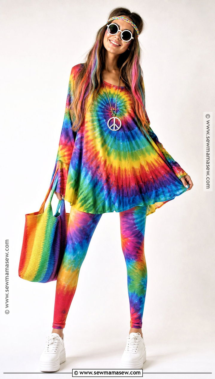 Rainbow Hippie Costume With Tie Dye Dress - 45 hippie costume ideas