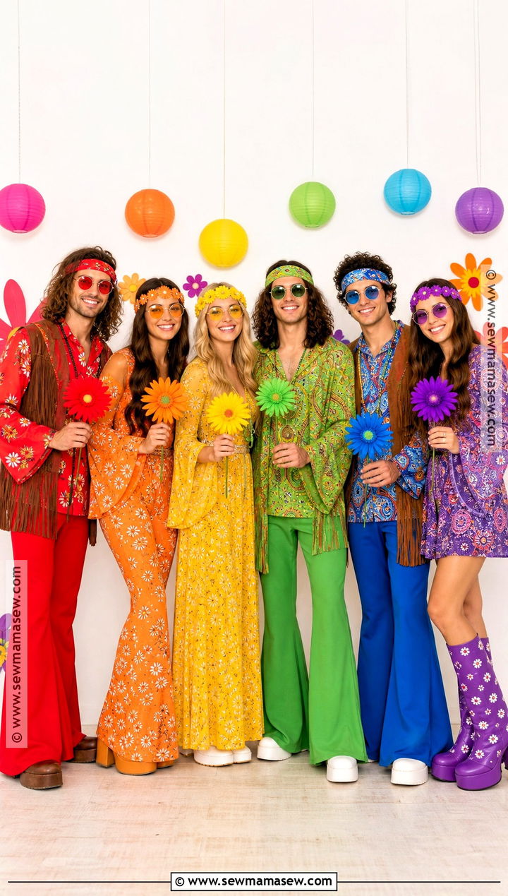 Rainbow Hippie Group Costume - 30 hippie outfits 70s costume