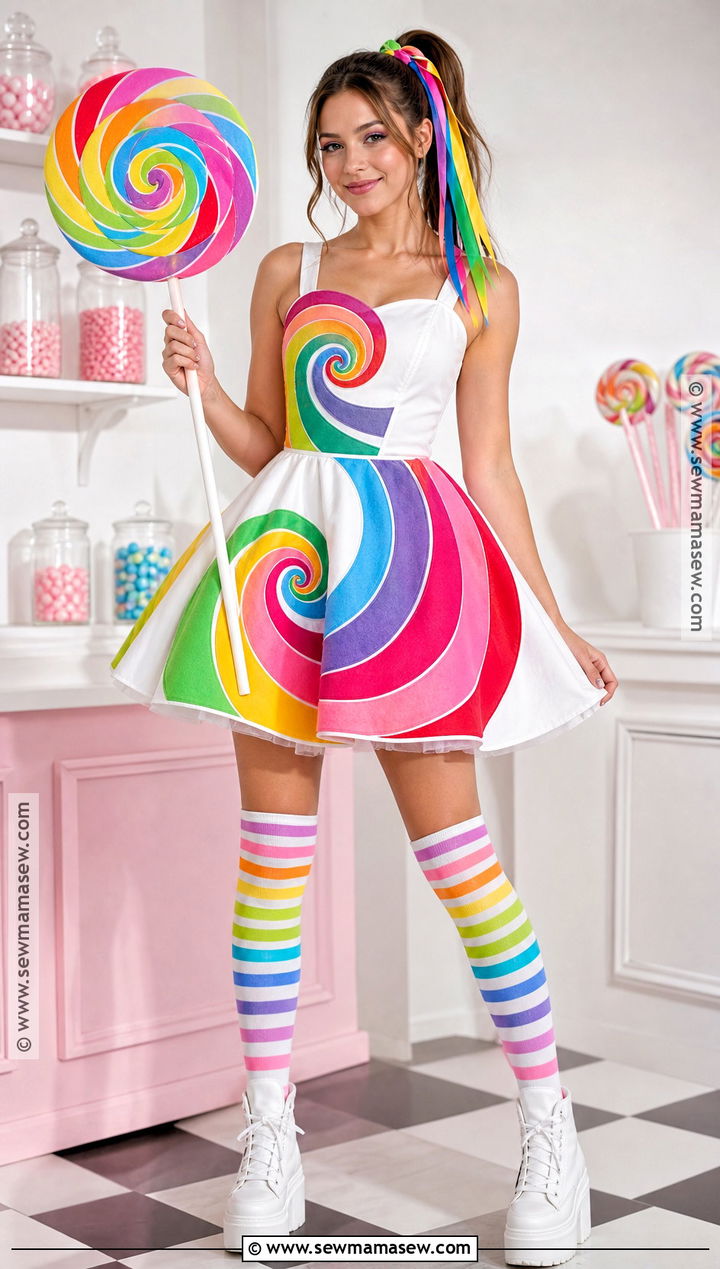 Rainbow Lollipop Candy Girl Costume - 30 Candy Girl Halloween Costume Ideas
