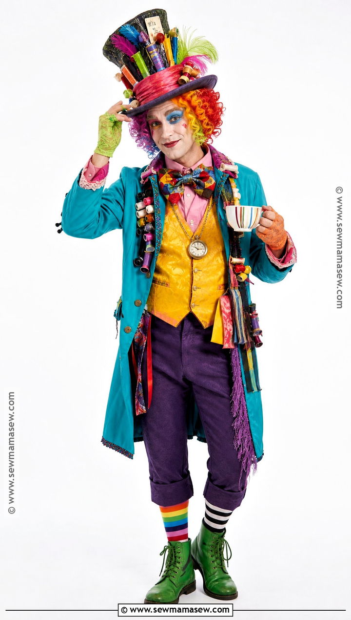 Rainbow Mad Hatter Costume With Colorful Layers - 50 mad hatter costume ideas
