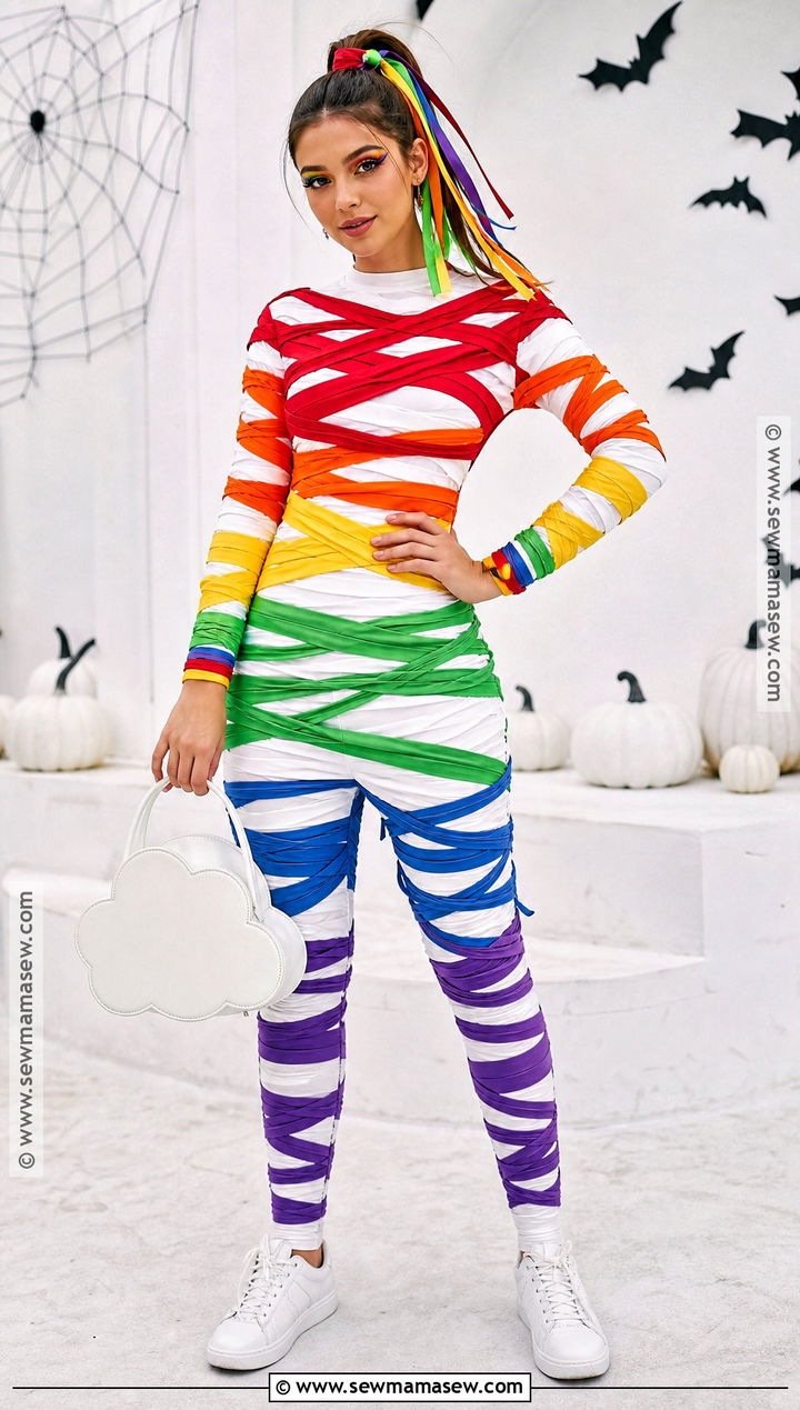 Rainbow Mummy Costume - 40 mummy halloween costume ideas