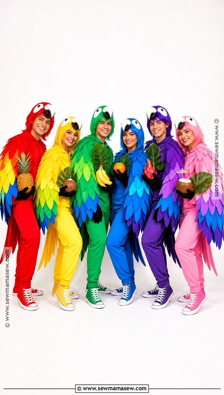 Rainbow Parrot Group Costume - 35 parrot costume ideas