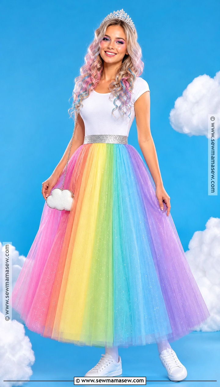 Rainbow Princess Costume With Tulle Skirt - 35 Princess Costume Ideas