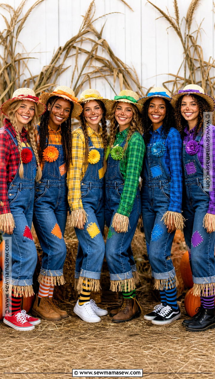 Rainbow Scarecrow Group Costume - 35 Scare Crow Halloween Costume Ideas