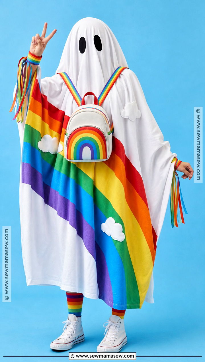 Rainbow Sheet Ghost Costume - 30 Sheet Ghost Costume Ideas