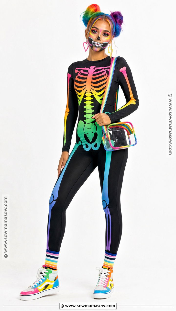 Rainbow Skeleton Costume - 35 Skeleton Costume Ideas for Women