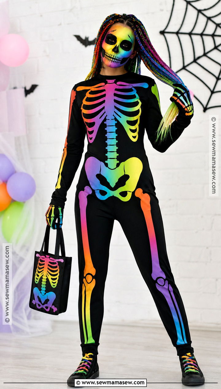 Rainbow Skeleton Costume - 40 skeleton costume ideas