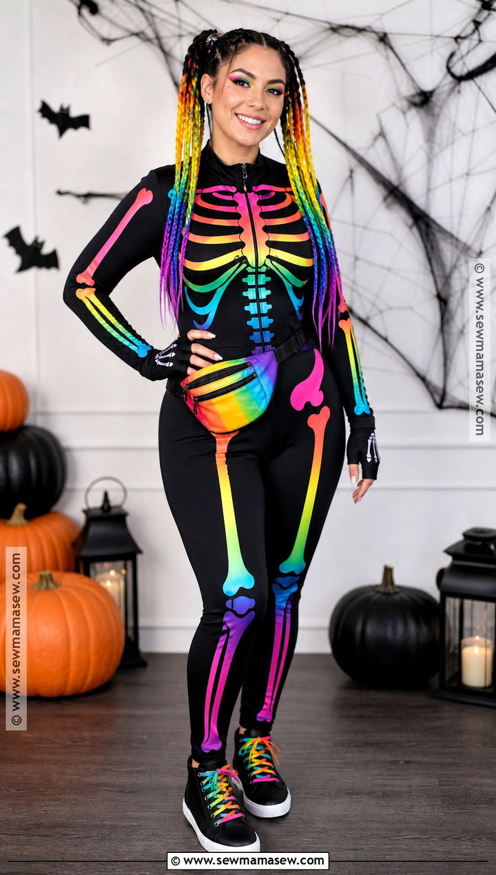 Rainbow Skeleton Costume - 30 Skeleton Costume Ideas