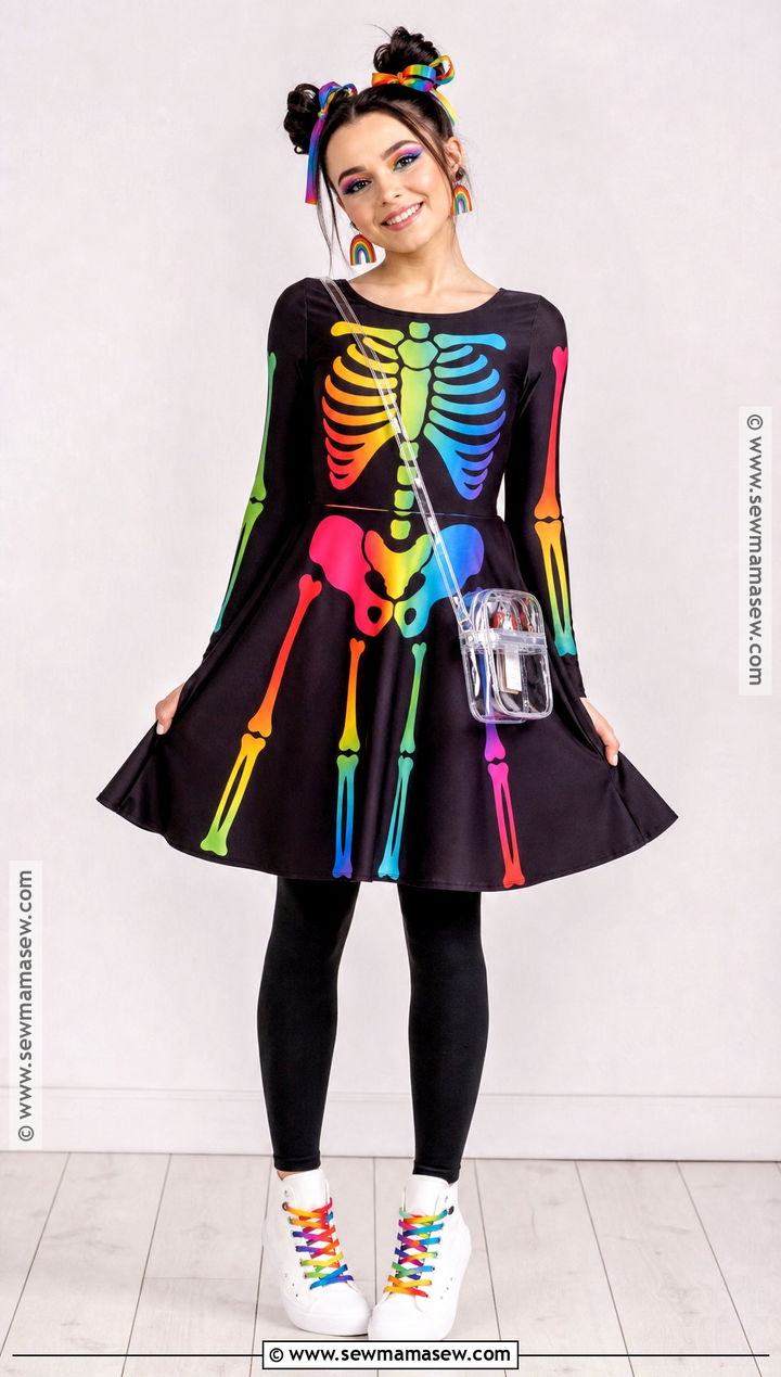 Rainbow Skeleton Dress Costume - 35 skeleton dress ideas