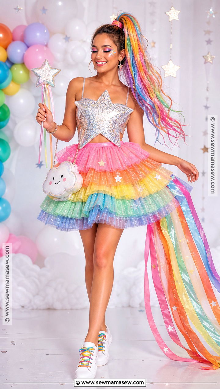 Rainbow Star Costume With Colorful Tulle - 35 star costume ideas
