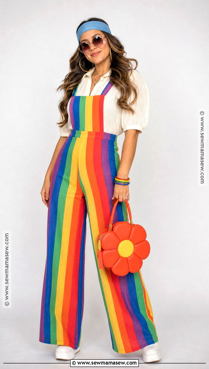 Rainbow Striped Jumpsuit Hippie Costume - 30 hippie outfits 70s costume