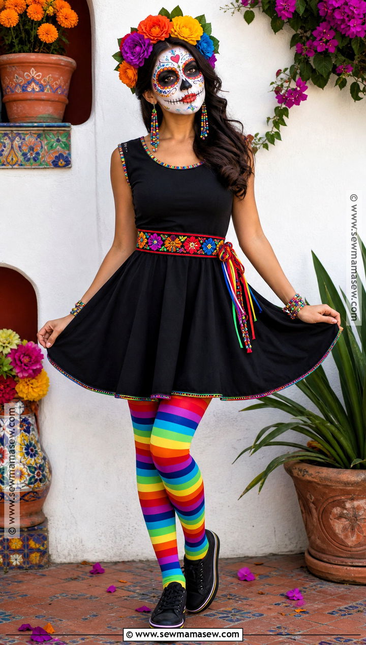 Rainbow Sugar Skull Costume - 35 sugar skull costume ideas