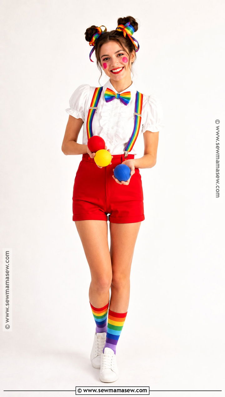 Rainbow Suspender Clown Costume - 30 Cute Clown Costume Ideas for Women