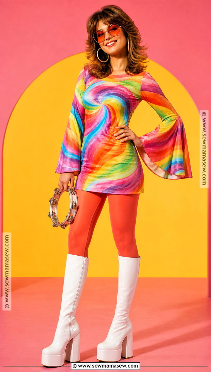 Rainbow Swirl Mini Dress Disco Costume - 30 disco costume ideas for women