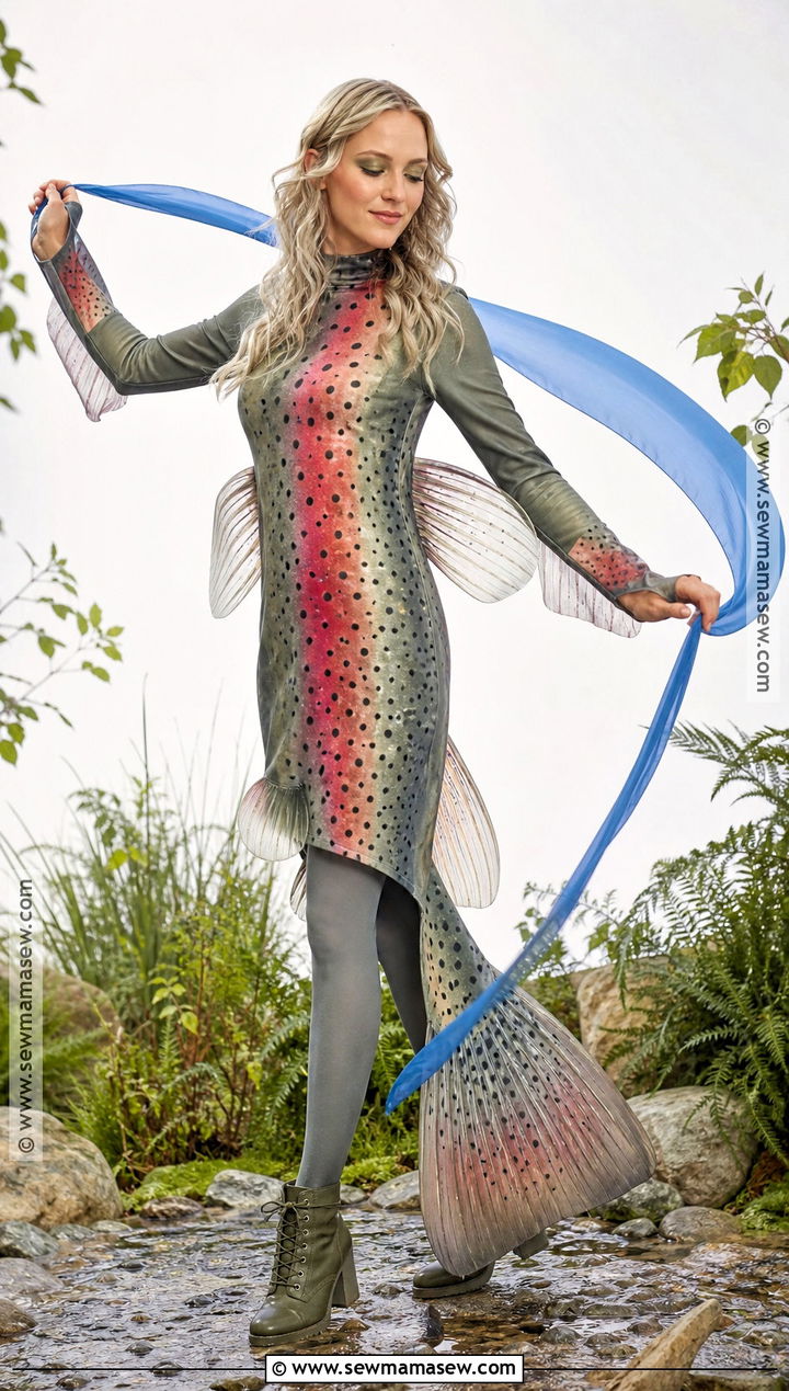 Rainbow Trout Costume With Spotted Dress - 30 Fish Costume Ideas for Women