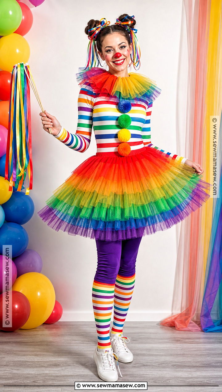 Rainbow Tulle Circus Clown Costume - 30 circus clown costume ideas