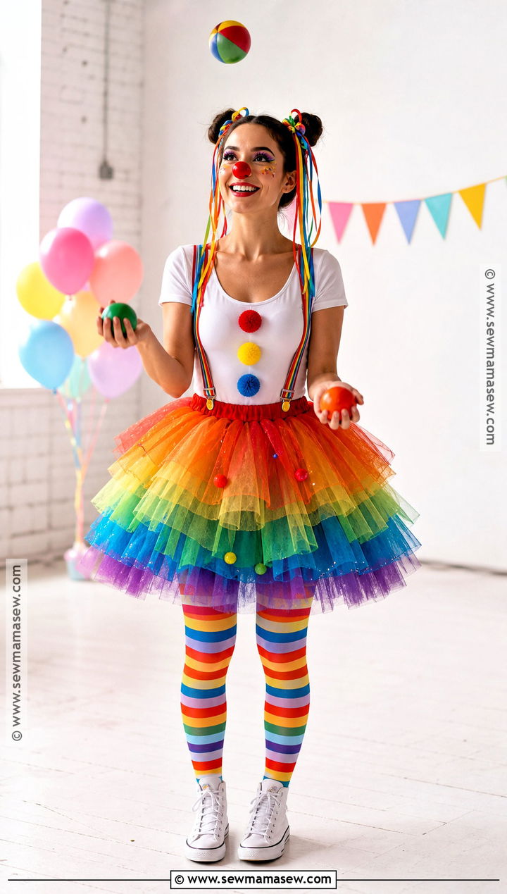 Rainbow Tulle Clown Costume - 35 clown costume inspo ideas