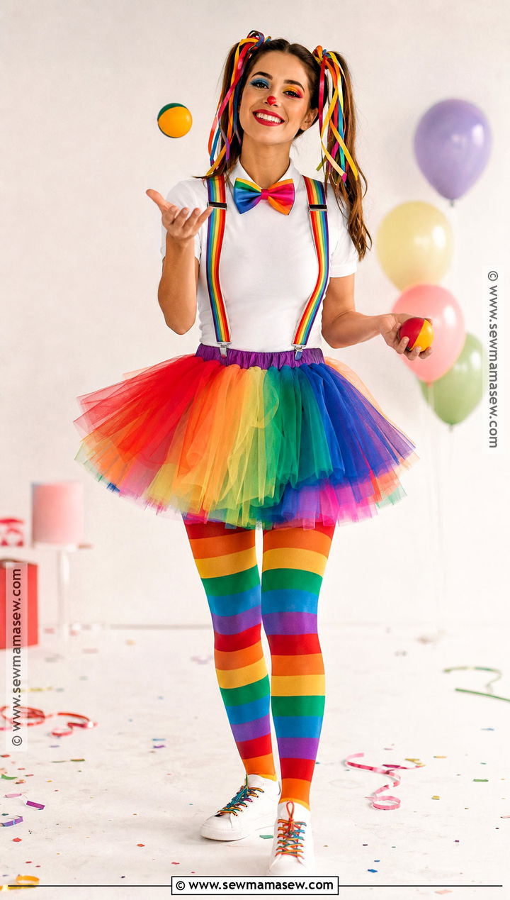 Rainbow Tutu Clown Costume - 30 Cute Clown Costume Ideas for Women
