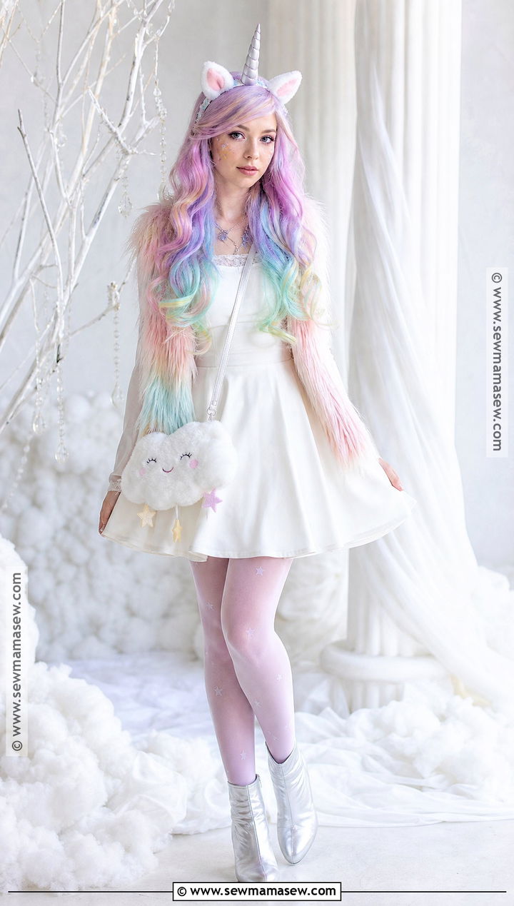 Rainbow Unicorn Cosplay With White Dress - 35 inside out cosplay ideas