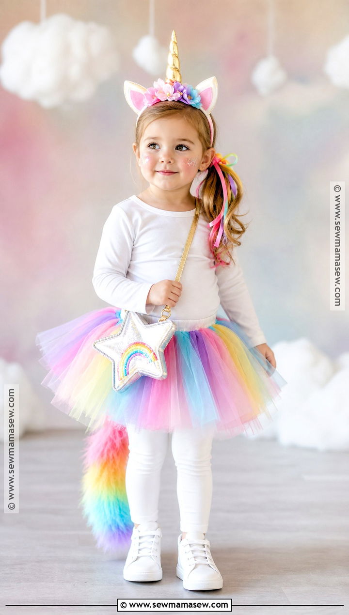 Rainbow Unicorn Costume With Colorful Tutu - 30 toddler girl costume ideas
