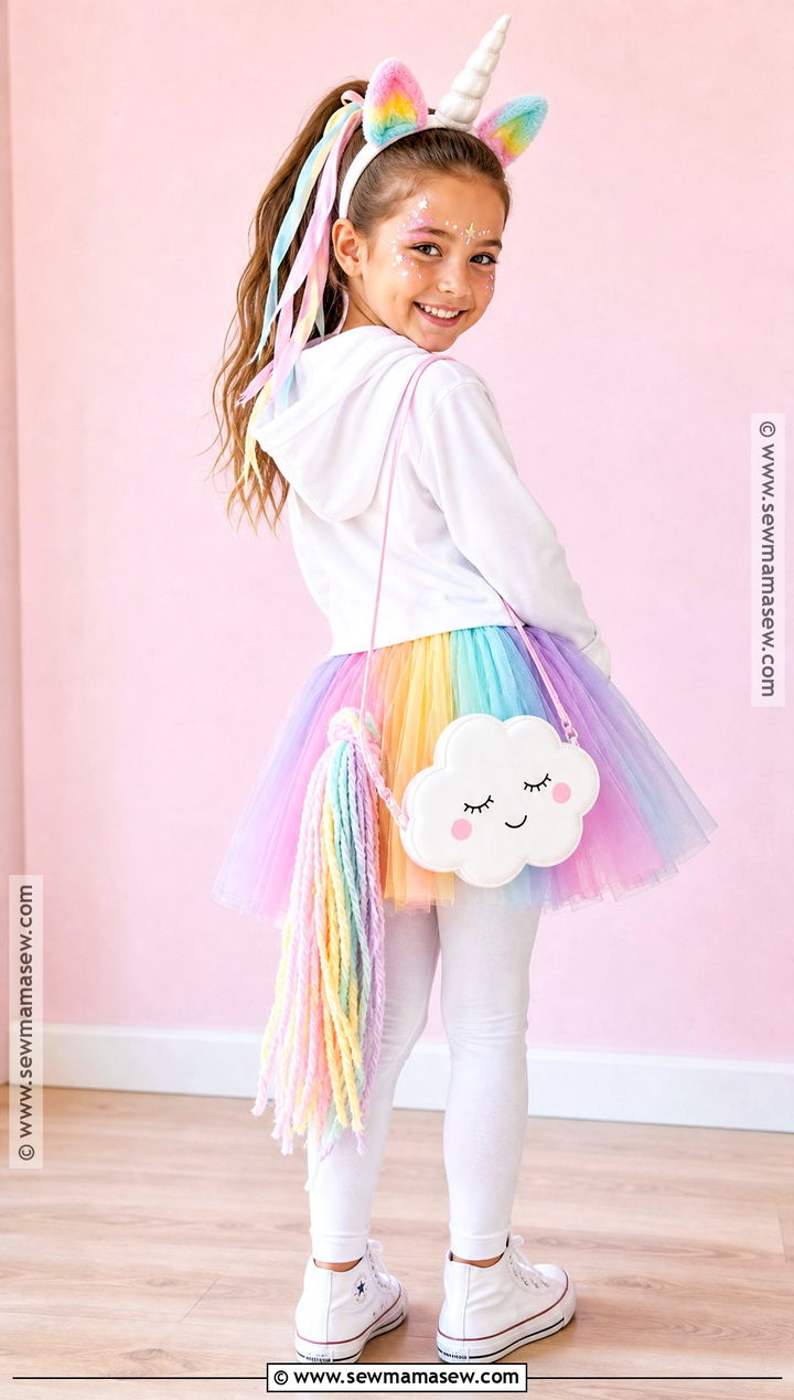 Rainbow Unicorn Costume With Pastel Tutu - 40 halloween costume ideas for girls