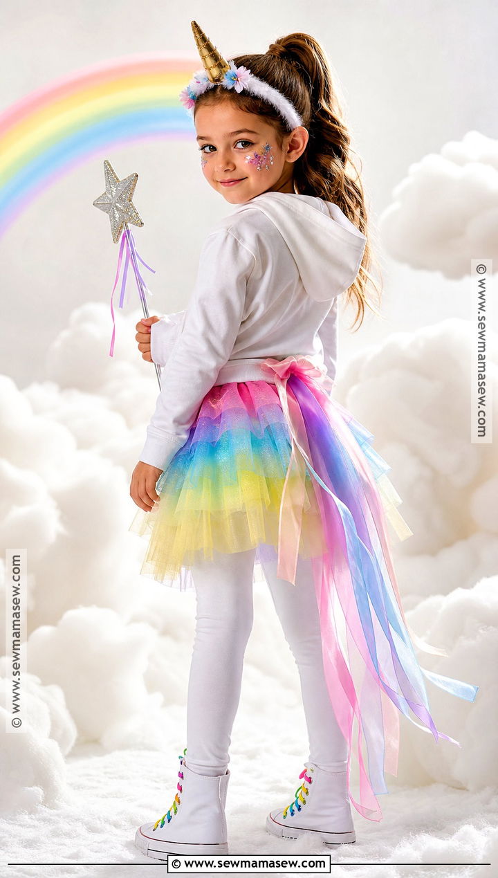 Rainbow Unicorn Costume With Pastel Tutu - 30 halloween costumes girls for kids