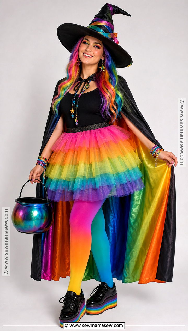 Rainbow Witch Costume - 45 witch halloween costume ideas