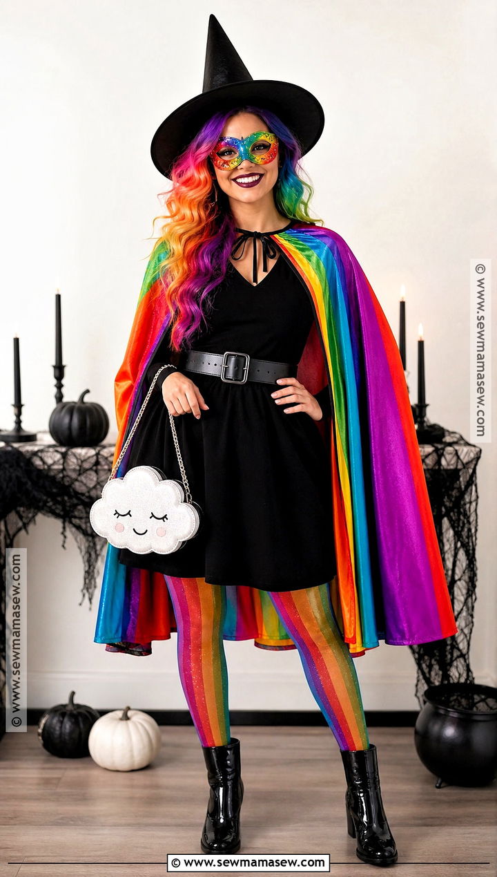 Rainbow Witch Mask Costume - 30 witch mask ideas